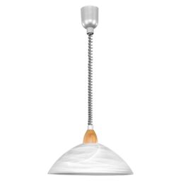 Loops Pendant Light Silver Satin Nickel Beech Shade White Glass Alabaster E27 1x60W in Metallics