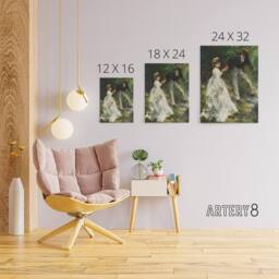 "Artery8 The Promenade Couple Renoir Vintage Canvas Wall Art in Green - Size: W18"" x H24""" - thumbnail 4