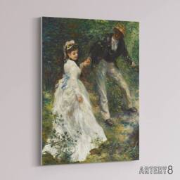 "Artery8 The Promenade Couple Renoir Vintage Canvas Wall Art in Green - Size: W18"" x H24""" - thumbnail 2
