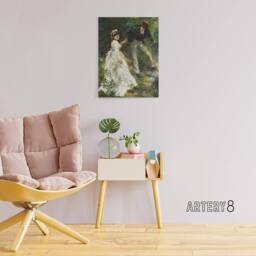 "Artery8 The Promenade Couple Renoir Vintage Canvas Wall Art in Green - Size: W18"" x H24""" - thumbnail 3