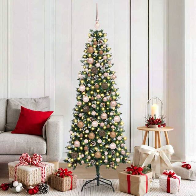 Berkfield Home Artificial Christmas Tree with 300 LEDs Green 76 x 76 x 180 cm - image 1