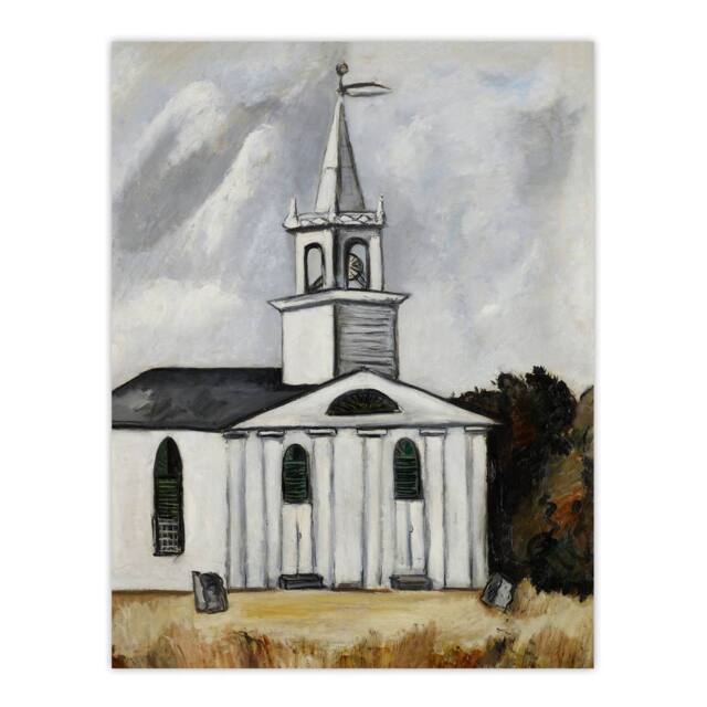 "Artery8 Church at Head Tide Maine Marsden Hartley Wall Art Poster Print in Grey - Size: W12"" x H16""" - image 1
