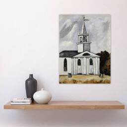 "Artery8 Church at Head Tide Maine Marsden Hartley Wall Art Poster Print in Grey - Size: W12"" x H16""" - thumbnail 4