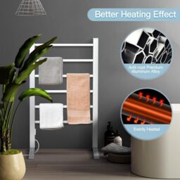 Costway 2-in-1 Multifunctional Electric Towel Warmer 100W Heater Drying Cloth Stand Rack in Silver - thumbnail 4