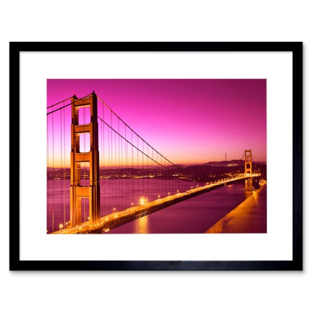 "Artery8 Wall Art Print Golden Gate Bridge San Francisco Art Black Framed 9x7 inch - Size: W7"" x H9""" - image 1