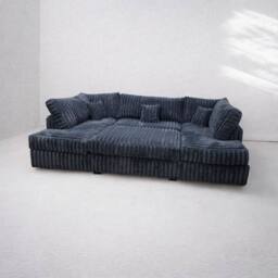 SNUG FURNITURE BIRMINGHAM LTD Large Jumbo Cord Cinema Sofa in Grey - thumbnail 2