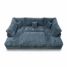 SNUG FURNITURE BIRMINGHAM LTD Large Jumbo Cord Cinema Sofa in Grey - thumbnail 3