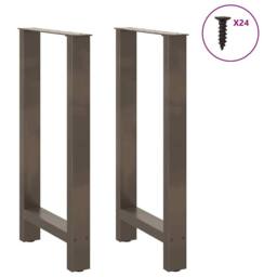 Berkfield Home Coffee Table Legs Natural Steel 2 pcs 50x(90-91) cm Steel in Grey - thumbnail 3