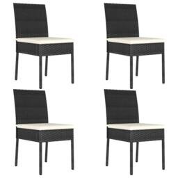 Berkfield Home 5 Piece Outdoor Dining Set with Cushions Poly Rattan Black - thumbnail 6