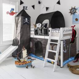 Nöa and Nani Moro Cabin Bed with Slide & Pirate Hideaway Package in White - Size: Single - thumbnail 3