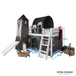 Nöa and Nani Moro Cabin Bed with Slide & Pirate Hideaway Package in White - Size: Single - thumbnail 6
