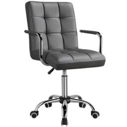 Kelvenix Grey Home Office Chair Leather Computer Desk Chair Adjustable Swivel Chair