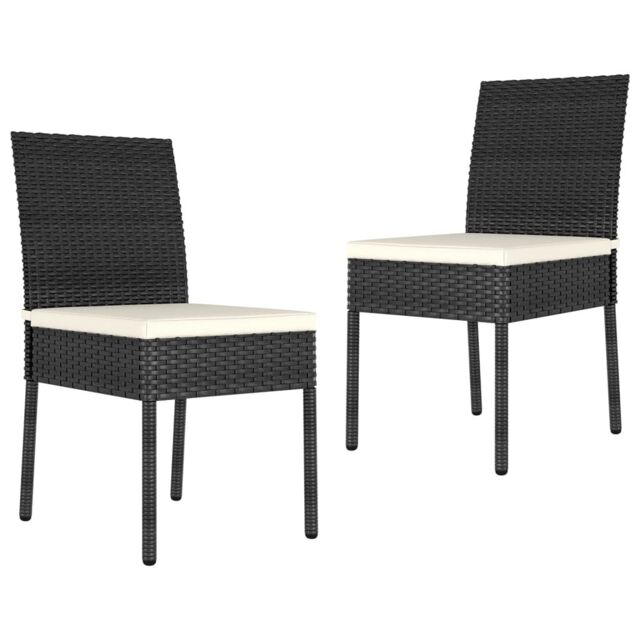 Berkfield Home Garden Dining Chairs 2 pcs Poly Rattan Black - image 1