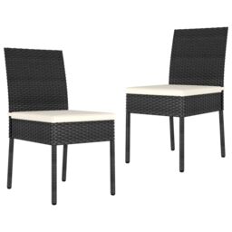 Berkfield Home Garden Dining Chairs 2 pcs Poly Rattan Black - thumbnail 1