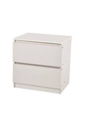 Living and Home 2-Drawer Wooden Nightstand Bedside Table in Warm White - thumbnail 6