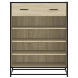Berkfield Home Shoe Cabinet Sonoma Oak 75x38x97.5 cm Engineered Wood & Metal in Brown - thumbnail 4