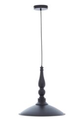 Orsina Large Black Pendant Lamp With Brass-Gold Inner Shade, Ceiling Light, Hanging Fixture With Adjustable Cord
