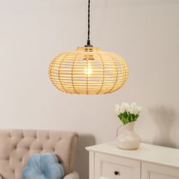 ValueLights Romy Natural Rattan Pendant Ceiling Floor Lamp Light Shade - thumbnail 3
