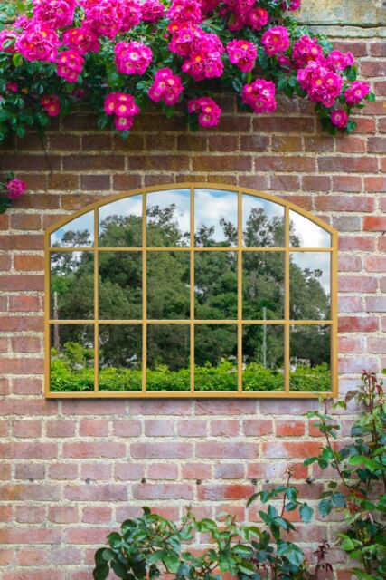 "MirrorOutlet Gold Framed Arched Wall Garden Mirror 35"" X 26"" (90CM X 65CM) - Size: 1 Pack" - image 1