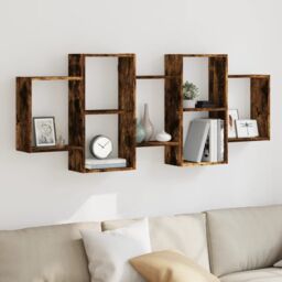 Berkfield Home Wall Shelf Smoked Oak 159x18x65 cm Engineered Wood in Brown - Size: 159 x 18 x 65 cm - thumbnail 1