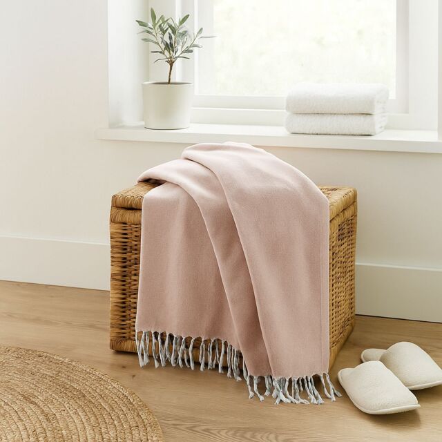 Orsina Poppy Red Hammam Towel, 100% Cotton Quick Dry Towel With Woven Texture, Lightweight Throw Blanket in Light Brown - image 1
