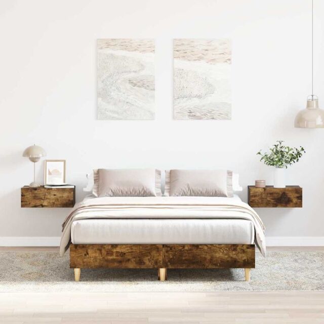 Berkfield Home Bed Frame No Mattress Smoked Oak 135x190 cm Double Engineered Wood in Brown - image 1