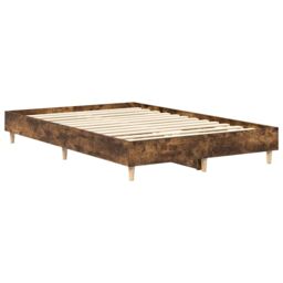 Berkfield Home Bed Frame No Mattress Smoked Oak 135x190 cm Double Engineered Wood in Brown - thumbnail 4