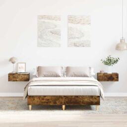 Berkfield Home Bed Frame No Mattress Smoked Oak 135x190 cm Double Engineered Wood in Brown - thumbnail 1