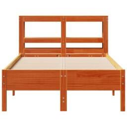 Berkfield Home Bed Frame without Mattress Wax Brown 100x200 cm Solid Wood Pine - thumbnail 4