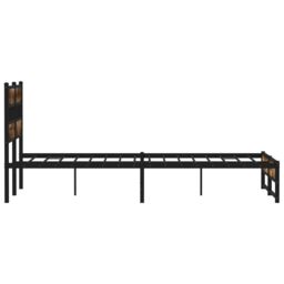 Berkfield Home Metal Bed Frame without Mattress Smoked Oak 140x200 cm in Brown - thumbnail 5