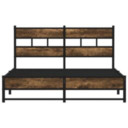 Berkfield Home Metal Bed Frame without Mattress Smoked Oak 140x200 cm in Brown - thumbnail 4