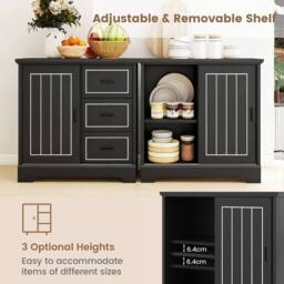 Costway Farmhouse Sideboard Buffet Cabinet Kitchen Storage Cabinet in Black - thumbnail 8