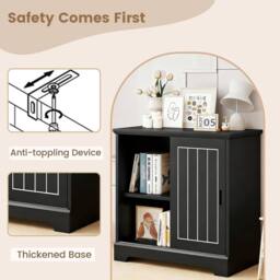 Costway Farmhouse Sideboard Buffet Cabinet Kitchen Storage Cabinet in Black - thumbnail 7