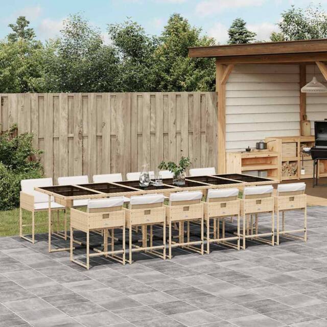Berkfield Home Garden Dining Set - Beige, Cream white, Black in Beige - image 1