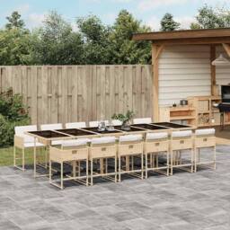 Berkfield Home Garden Dining Set - Beige, Cream white, Black in Beige - thumbnail 1