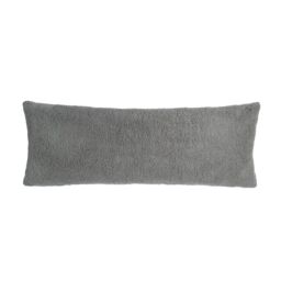 OHS Long Bolster Pillow Teddy Fleece Body Neck Pregnancy Support Cushion in Grey - thumbnail 6