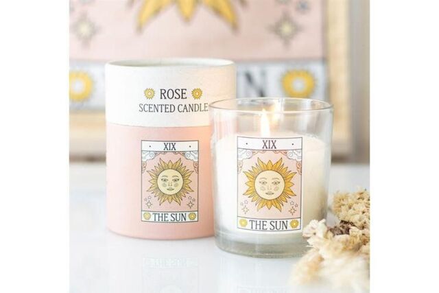 KDMD The Sun Vintage Tarot Rose Candle in White - image 1