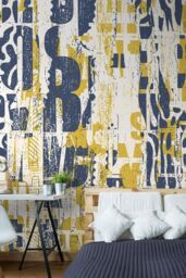 Origin Murals Letterpress Graffiti Wall Mural in Yellow - Size: W350 cm x H280 cm - thumbnail 1