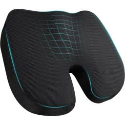 FLAVORA Orthopaedic Memory Foam Coccyx Pain Relief Seat Cushion in Black - Size: 100 cm x 190 cm