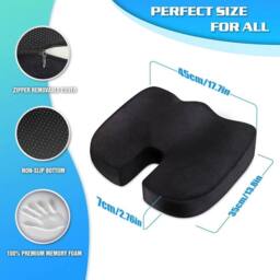 FLAVORA Orthopaedic Memory Foam Coccyx Pain Relief Seat Cushion in Black - Size: 100 cm x 190 cm - thumbnail 2