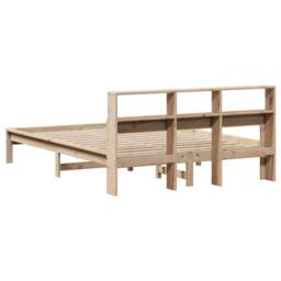Berkfield Home Decorative Bed Frame without Mattress 135x190 cm Double Solid Woo in Natural - thumbnail 6