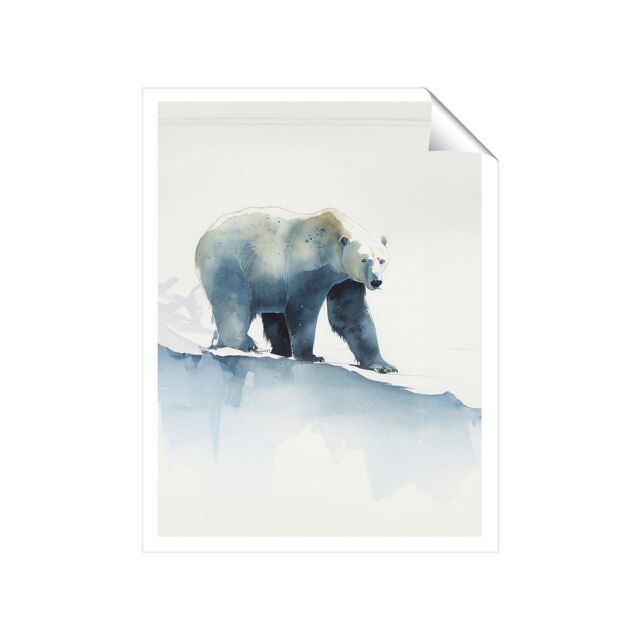 "Warren Reed - Designer Polar Bear Watercolour Unframed Art Print - Size: W12"" x H16""" - image 1