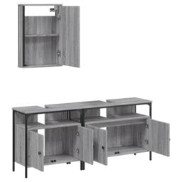 Berkfield Home 3 Piece Bathroom Furniture Set Grey Sonoma Engineered Wood - thumbnail 5