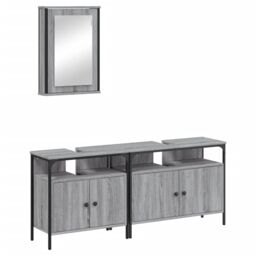 Berkfield Home 3 Piece Bathroom Furniture Set Grey Sonoma Engineered Wood - thumbnail 2