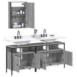 Berkfield Home 3 Piece Bathroom Furniture Set Grey Sonoma Engineered Wood - thumbnail 4