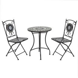 Charles Bentley Mosaic Bistro Set for Two Garden & Outdoor Dining - Black - thumbnail 1