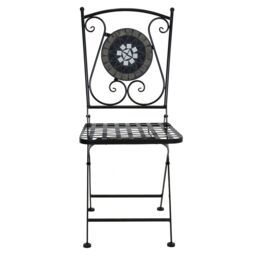 Charles Bentley Mosaic Bistro Set for Two Garden & Outdoor Dining - Black - thumbnail 2