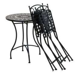 Charles Bentley Mosaic Bistro Set for Two Garden & Outdoor Dining - Black - thumbnail 5