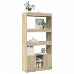 Berkfield Home Highboard¬†Sonoma Oak 92x33x180 cm Engineered Wood in Light Brown - Size: 92 x 33 x 180 cm - thumbnail 4