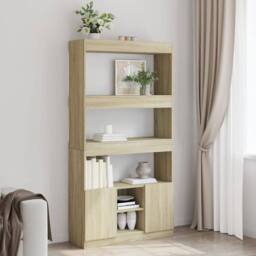 Berkfield Home Highboard¬†Sonoma Oak 92x33x180 cm Engineered Wood in Light Brown - Size: 92 x 33 x 180 cm - thumbnail 2
